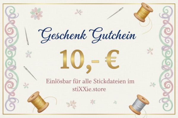stiXXie Geschenkgutschein – Stickdateien verschenken