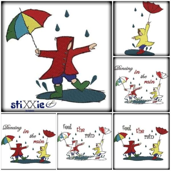 Stickdatei Regen Vollstick Doodlestick Set