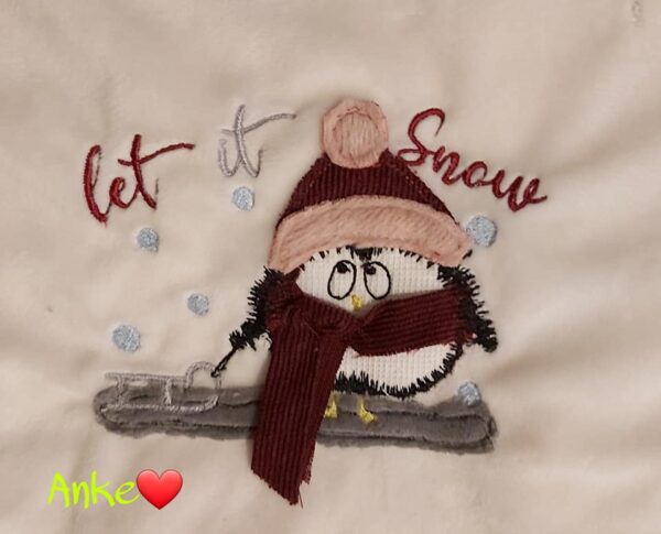 Stickdatei Pinguin Doodle Appli Pingu Winter