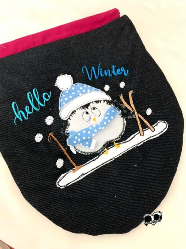 Stickdatei Pinguin Doodle Appli Pingu Winter