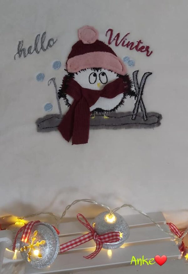 Stickdatei Pinguin Doodle Appli Pingu Winter