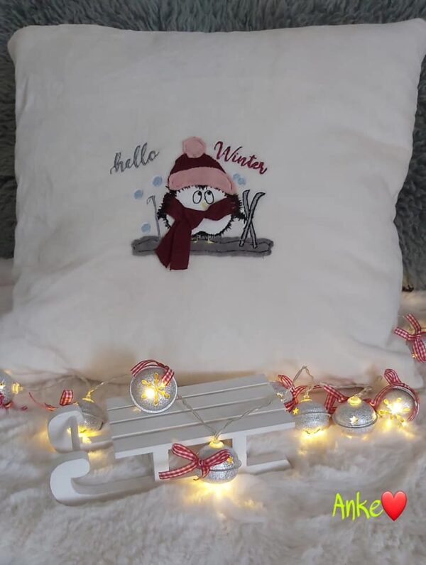 Stickdatei Pinguin Doodle Appli Pingu Winter