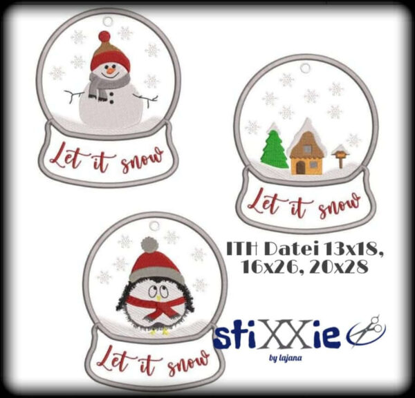 ITH Stickdatei Schneekugel