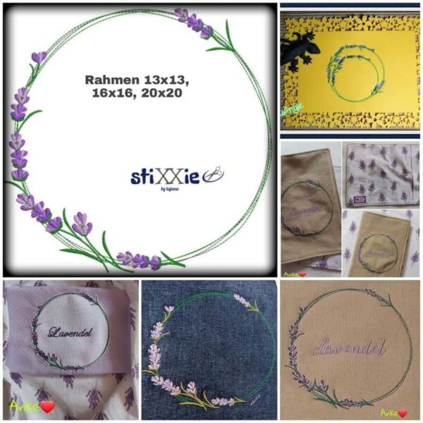 Stickdatei Blumenkranz Lavendel