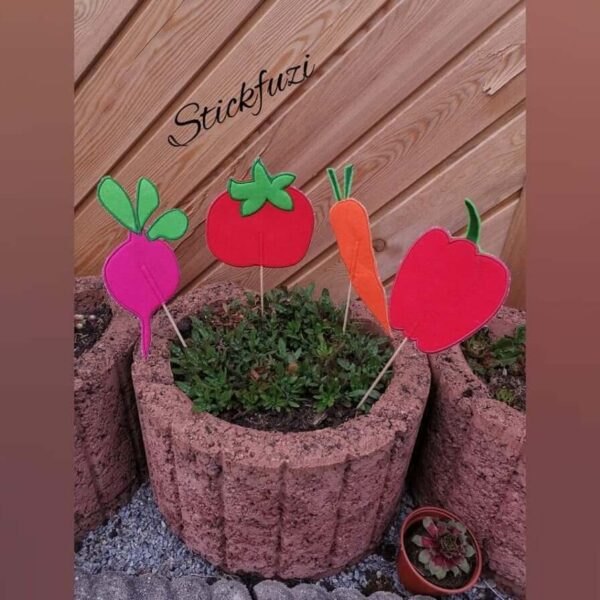 ITH Stickdatei Stabfiguren Gemüse 10-teilig