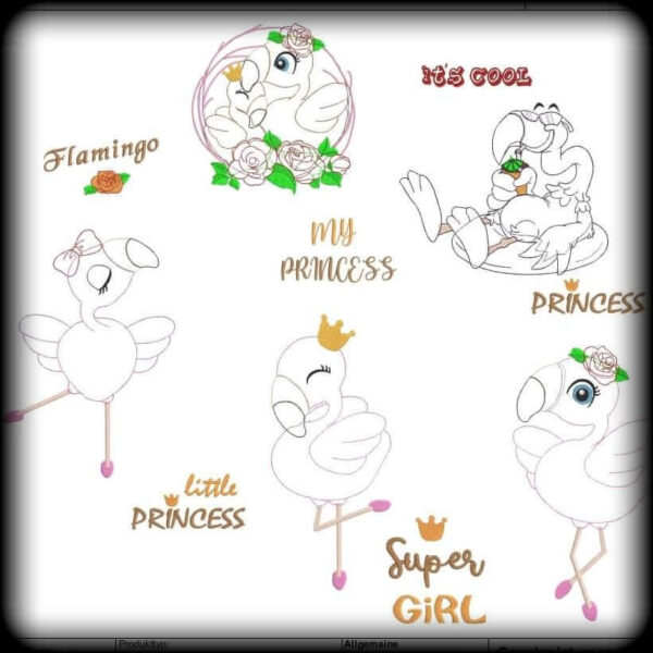 Stickdatei Flamingo Set Doodleappli
