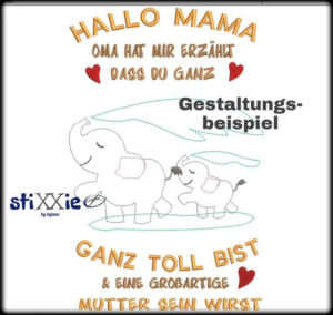 Stickdatei Elefant Elefantenmami