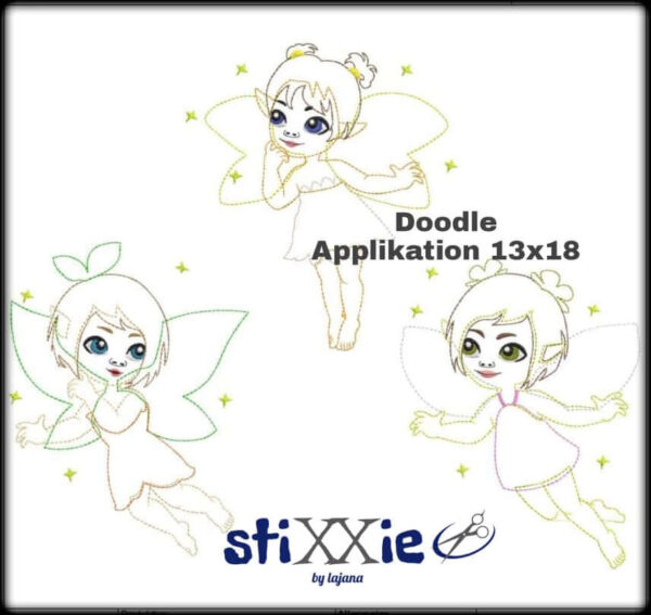 Stickdatei Elfen Set Doodleapplikation