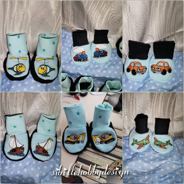 Stickdatei Bagger-Auto-Flugzeug Set 6-teilig