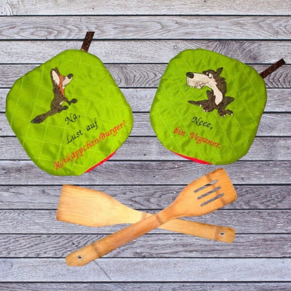 ITH Stickdatei Wolf und Coyote mit Sprüchen