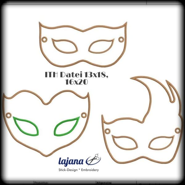 ITH Stickdatei Party Masken