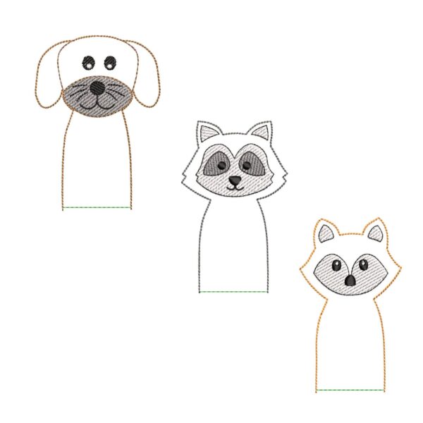 ITH Stickdatei Tierwaschlappen und Fingerpuppen