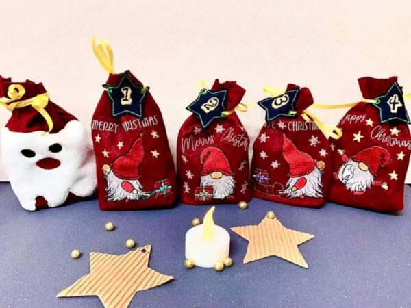 ITH Stickdatei Adventskalender Säckchen