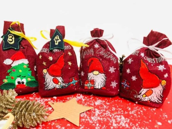 ITH Stickdatei Adventskalender Säckchen