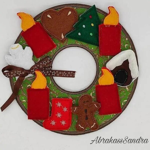 ITH Stickdatei Adventskranz 15-Teilig