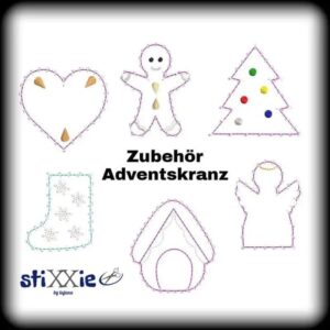 ITH Stickdatei Adventskranz 15-Teilig