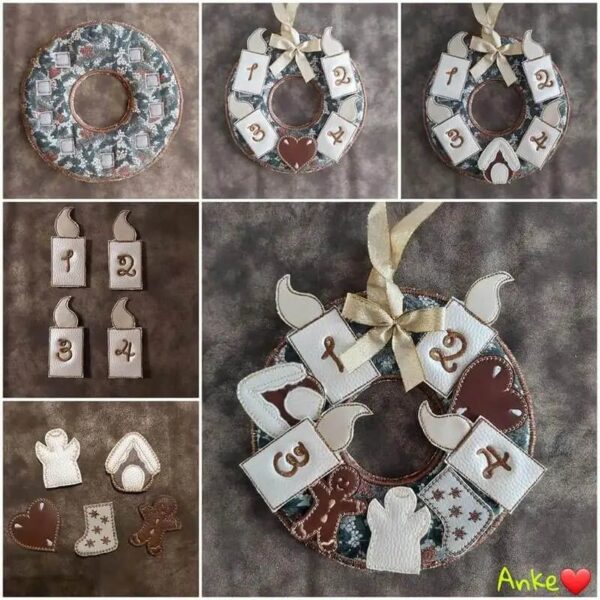 ITH Stickdatei Adventskranz 15-Teilig