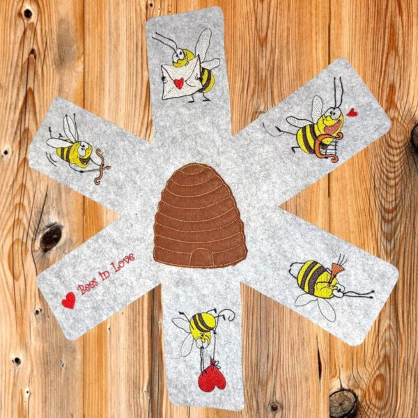ITH Stickdatei Bees in Love – Verliebte Bienen sticken 10x10