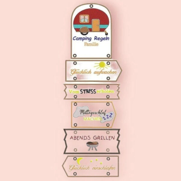 ITH Stickdatei Campingdeko Campingregeln