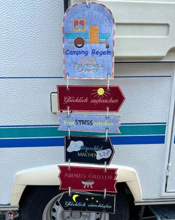 ITH Stickdatei Campingdeko Campingregeln
