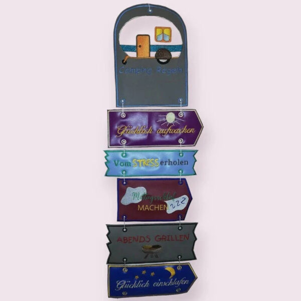 ITH Stickdatei Campingdeko Campingregeln