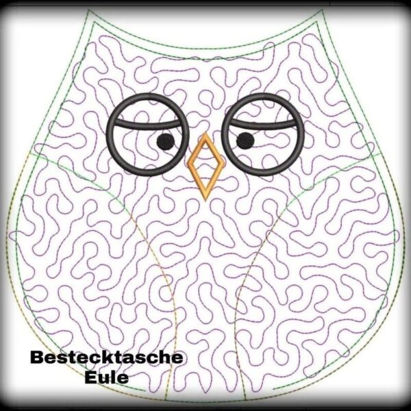 ITH Stickdatei Eule Bestecktasche