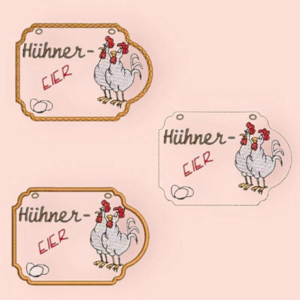 ITH Stickdatei Hühner Anhänger