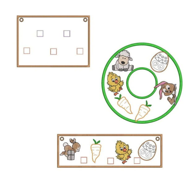 ITH Stickdatei Osterkranz Gesteck mit Figuren