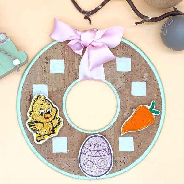 ITH Stickdatei Osterkranz Gesteck mit Figuren