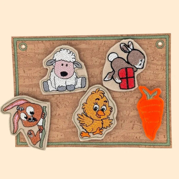 ITH Stickdatei Osterkranz Gesteck mit Figuren