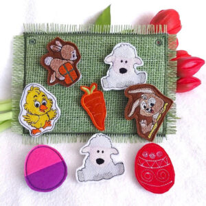 ITH Stickdatei Osterkranz Gesteck mit Figuren