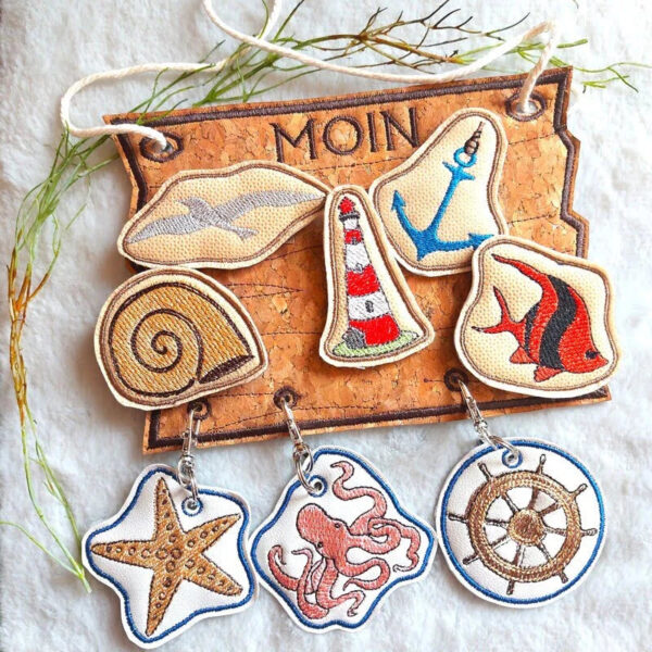 ITH Stickdatei Kranz und Schild Maritim