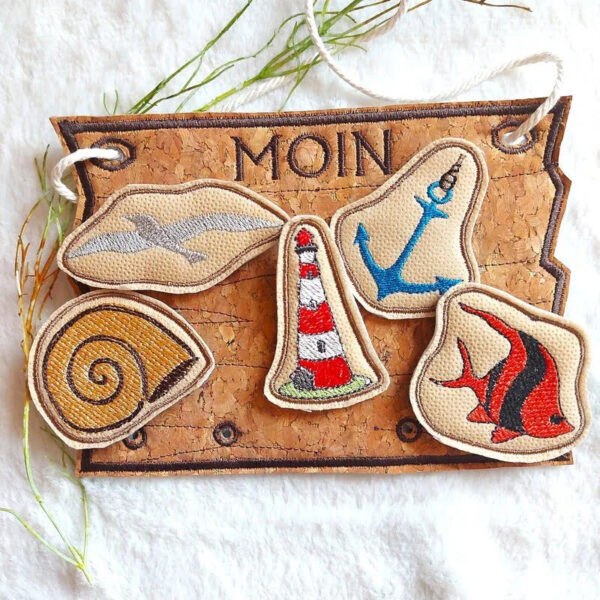 ITH Stickdatei Kranz und Schild Maritim