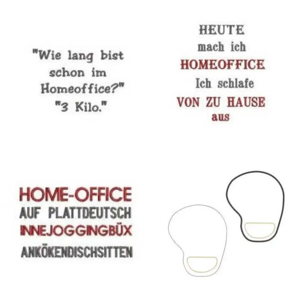 ITH Mousepad Stickdatei mit Sprüchen – 3 Größen