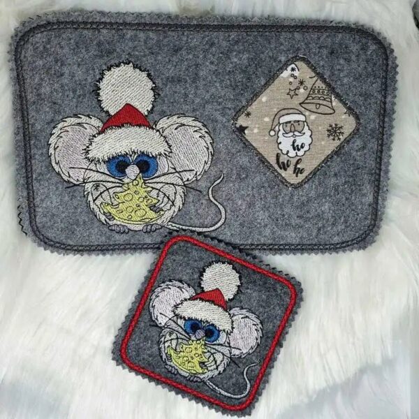 ITH Stickdatei Mugrug Weihnachtsmaus