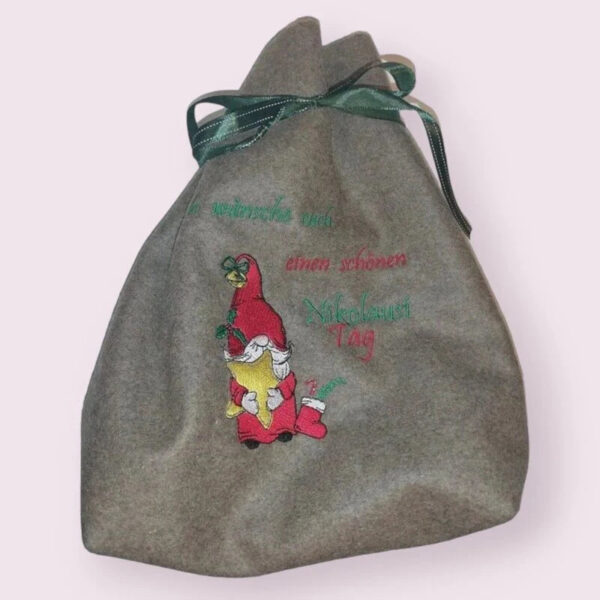 Wichtel Stickdatei Nikolaus mit Spruch