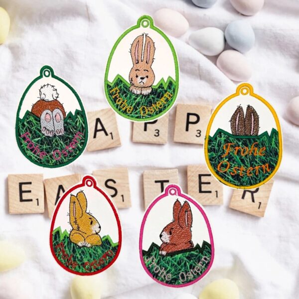 ITH Stickdatei Ostereier Hasen 2026 – 5 Motive