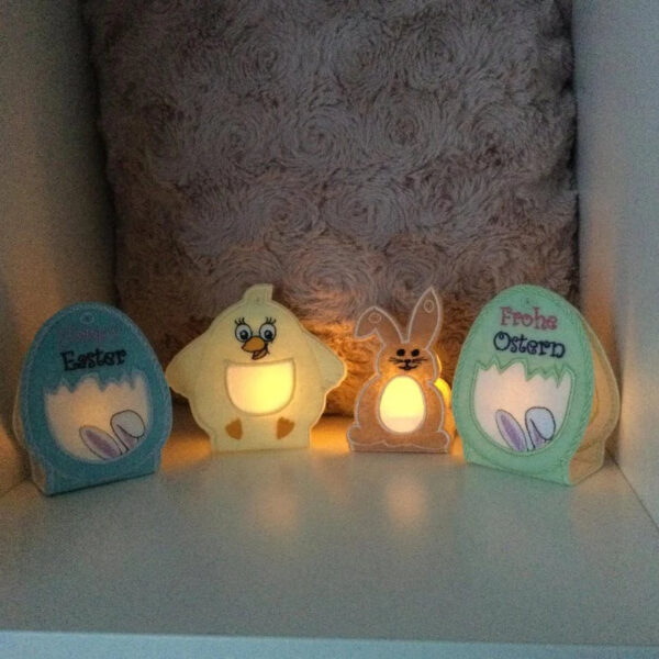 ITH Stickdatei Osterlichter 2026 – 4 Motive für LED Teelicht