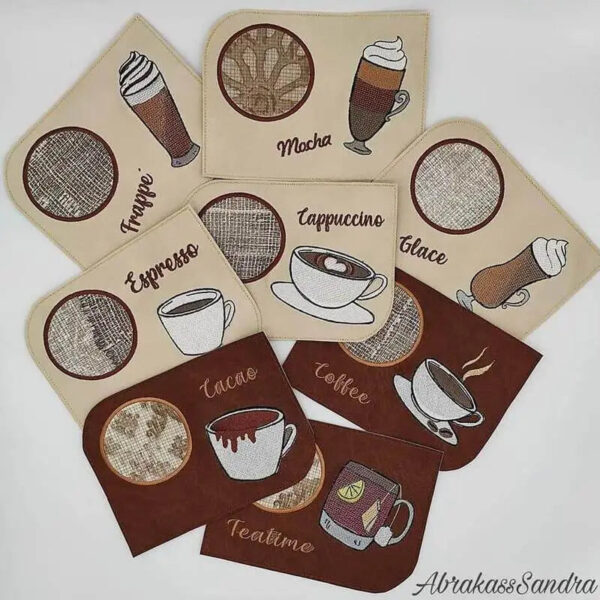 ITH Stickdatei Set Tassenlounge Kaffee und Einzelmotive