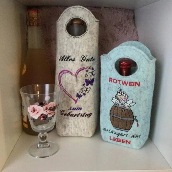 ITH Stickdatei Tasche Filz Flaschentaschen