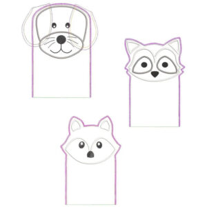 ITH Stickdatei Tierwaschlappen und Fingerpuppen