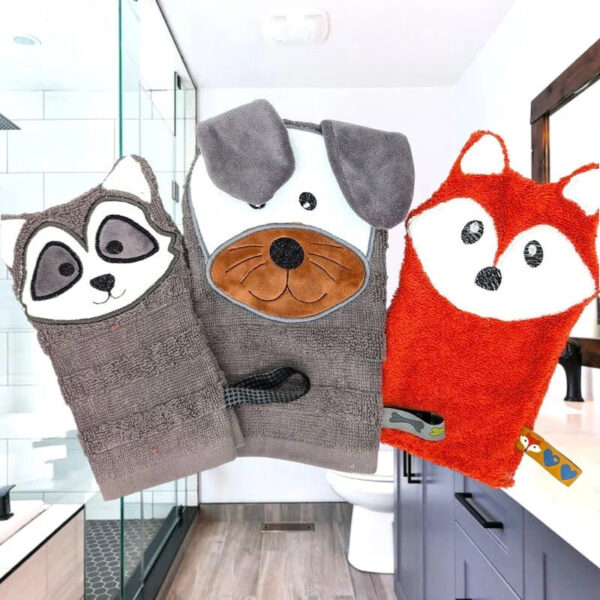 ITH Stickdatei Tierwaschlappen und Fingerpuppen