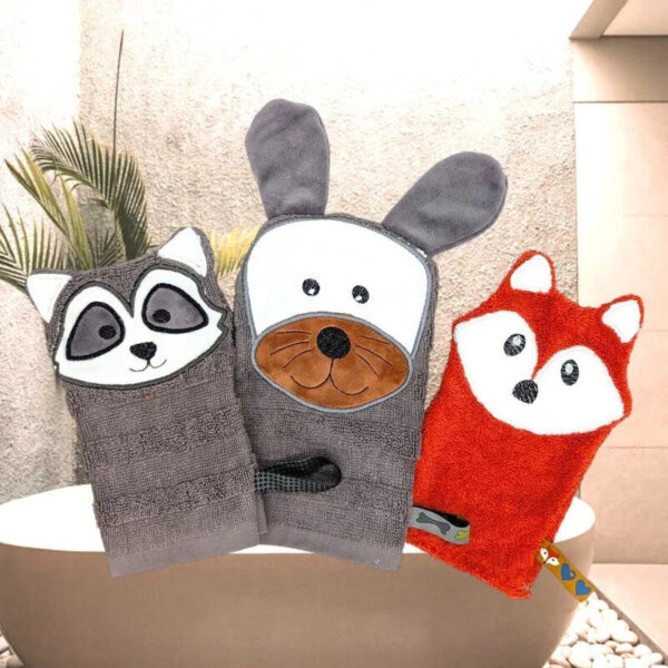 ITH Stickdatei Tierwaschlappen und Fingerpuppen