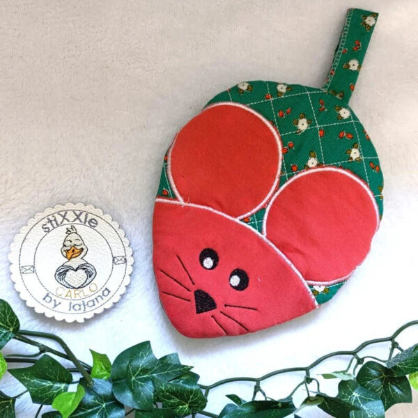 ITH Stickdatei Topflappen Maus – Süßer Maus-Topflappen