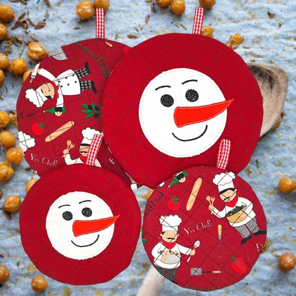 ITH Stickdatei Topfi Schneemann und Blanko rund