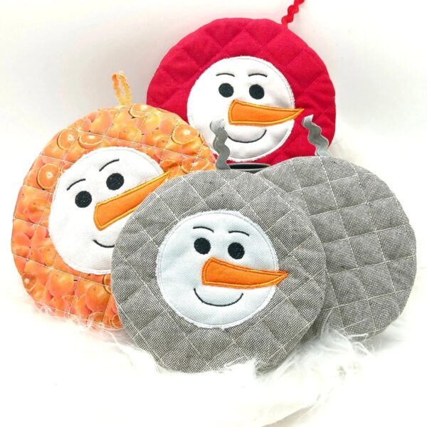 ITH Stickdatei Topfi Schneemann und Blanko rund