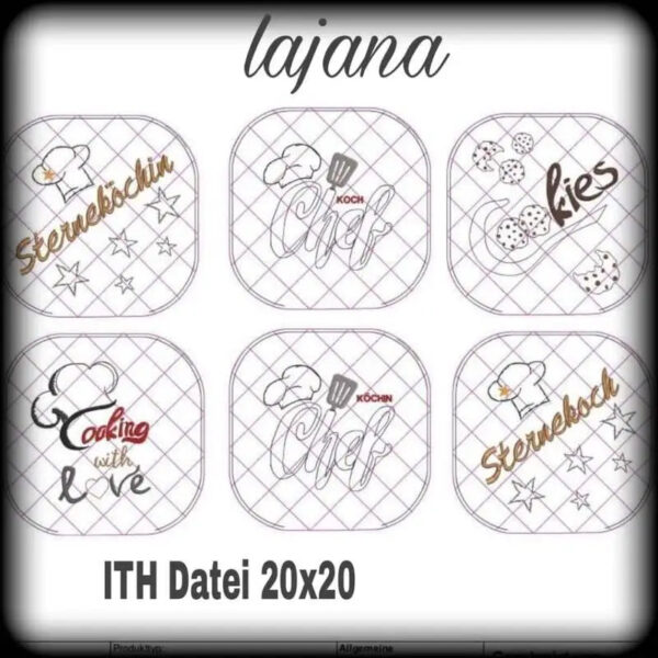 ITH Stickdatei Topfi Topflappen mit Motiven