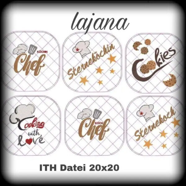 ITH Stickdatei Topfi Topflappen mit Motiven