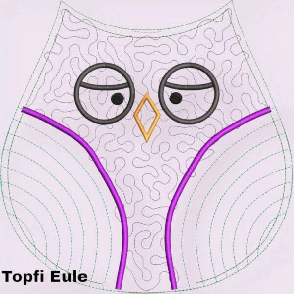 ITH Stickdatei Topflappen Eule