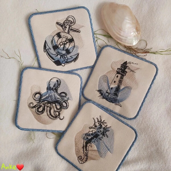 ITH Stickdatei Untersetzer eckig Blanko – 9 Größen in 3 Paketen